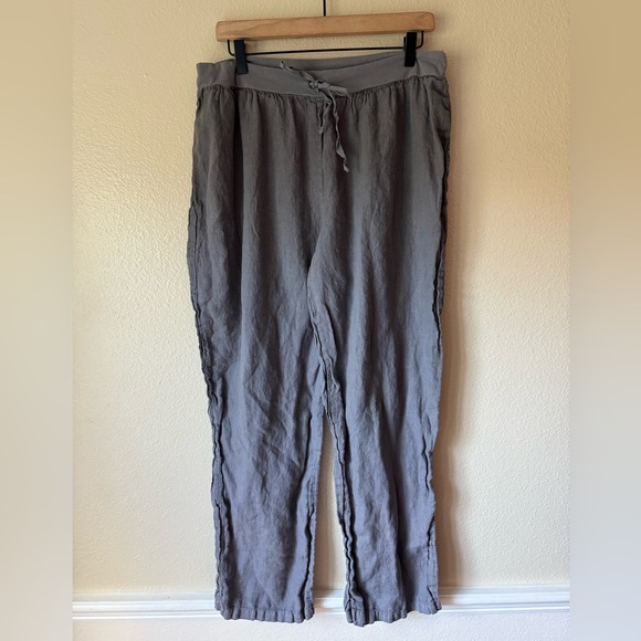 Flax Pants - Flax Gray Linen Drawstring Pants